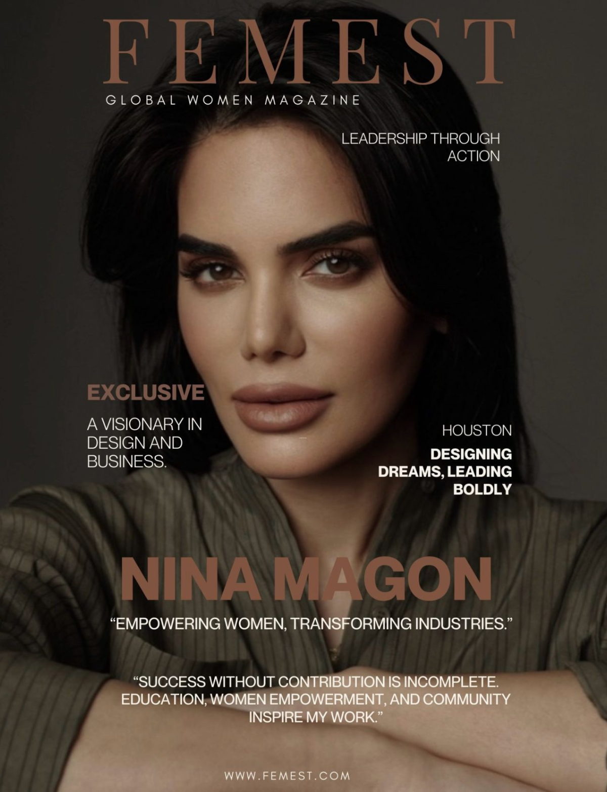 Nina Magon - Featured on Cover of FEMEST Magazine - A Visionary in Design and Business