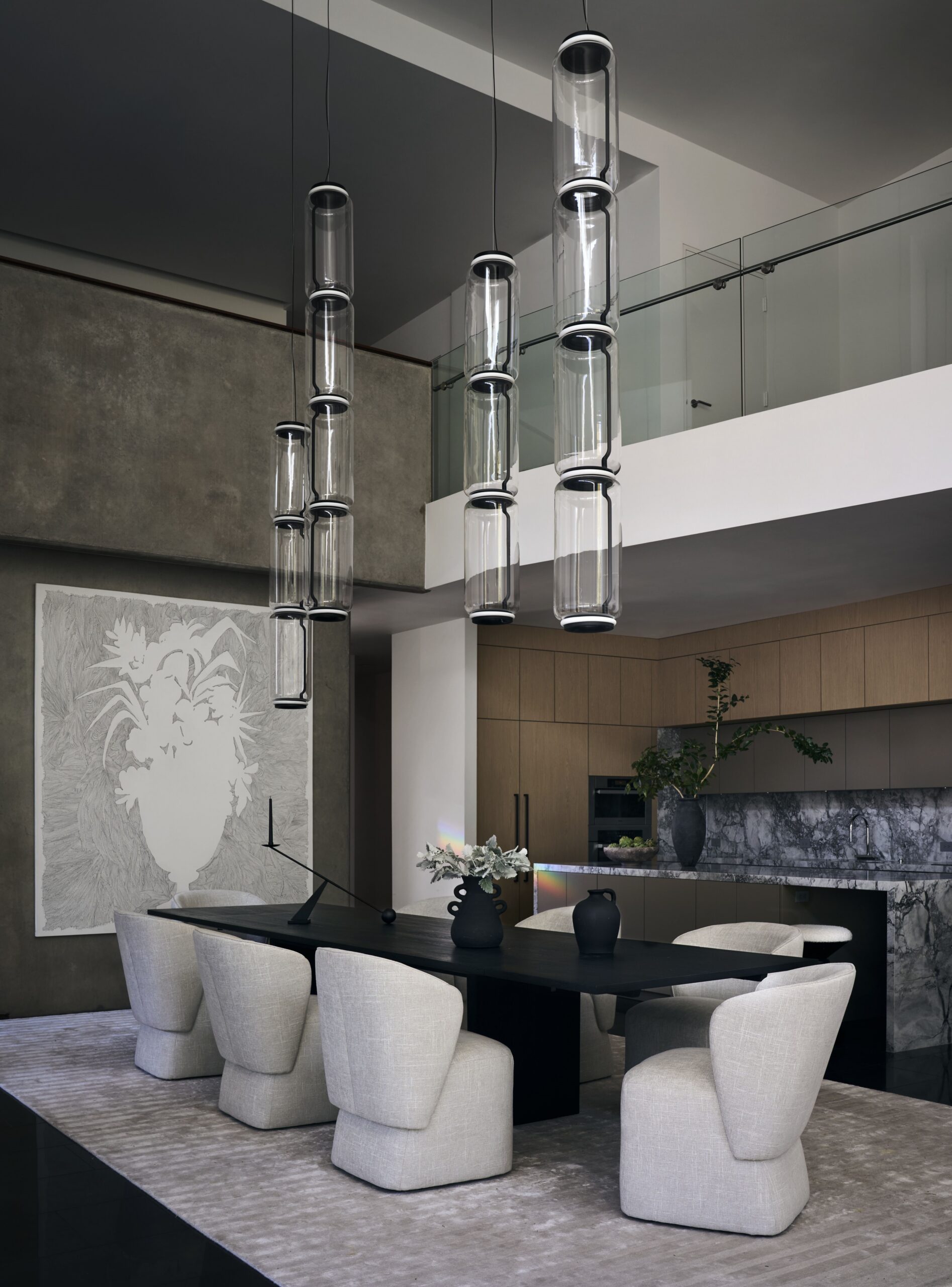 Pine Wood Estates by Nina Magon | A refined modern residence in Houston’s Memorial neighborhood blending architectural stone, bespoke furnishings, and curated contemporary art.